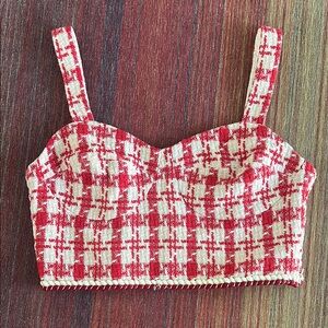 Red and White Women's Crop Top
